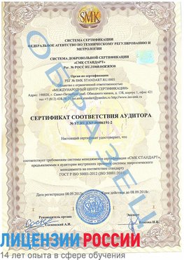 Образец сертификата соответствия аудитора №ST.RU.EXP.00006191-2 Шадринск Сертификат ISO 50001